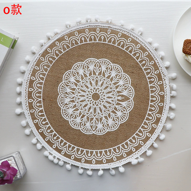 황마 라운드 플레이스매트 O