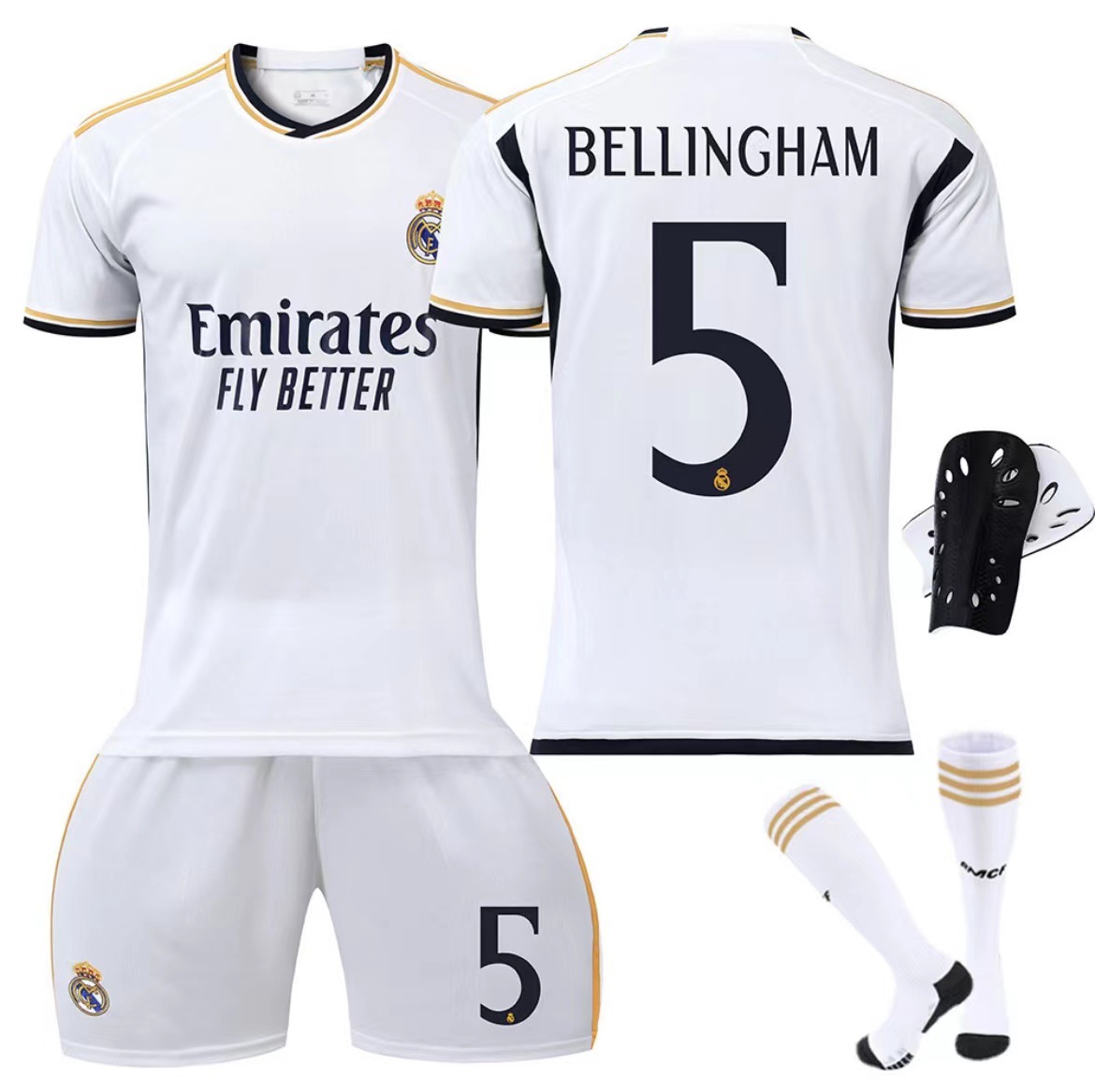 Venta al por mayor 23-24 Real Madrid Jersey N ° 5 Bellingham N ° 7 Vinius adultos niños traje de uniforme de fútbol