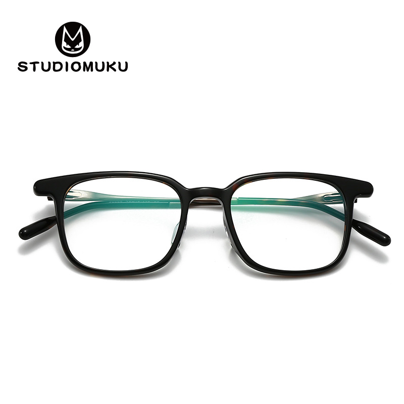 Gafas de madera STUDIOMUKU Marco de gafas de marco cuadrado inesperado Marco de gafas de placa de textura hecha a mano