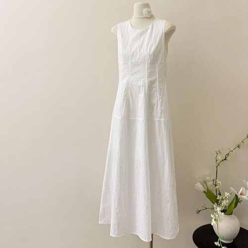 Minimalist casual sleeveless vest dress, women's dress, 2026 summer French-style waist, simple long dress, all-match