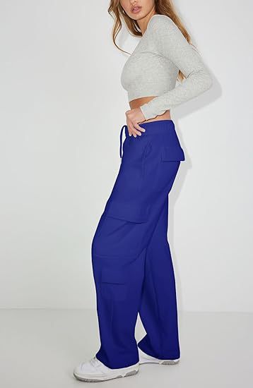 Women's Clothing New Multi Pocket Y2K Overalls Casual Loose Sports Fitness Wide Leg Pants_voghion.com