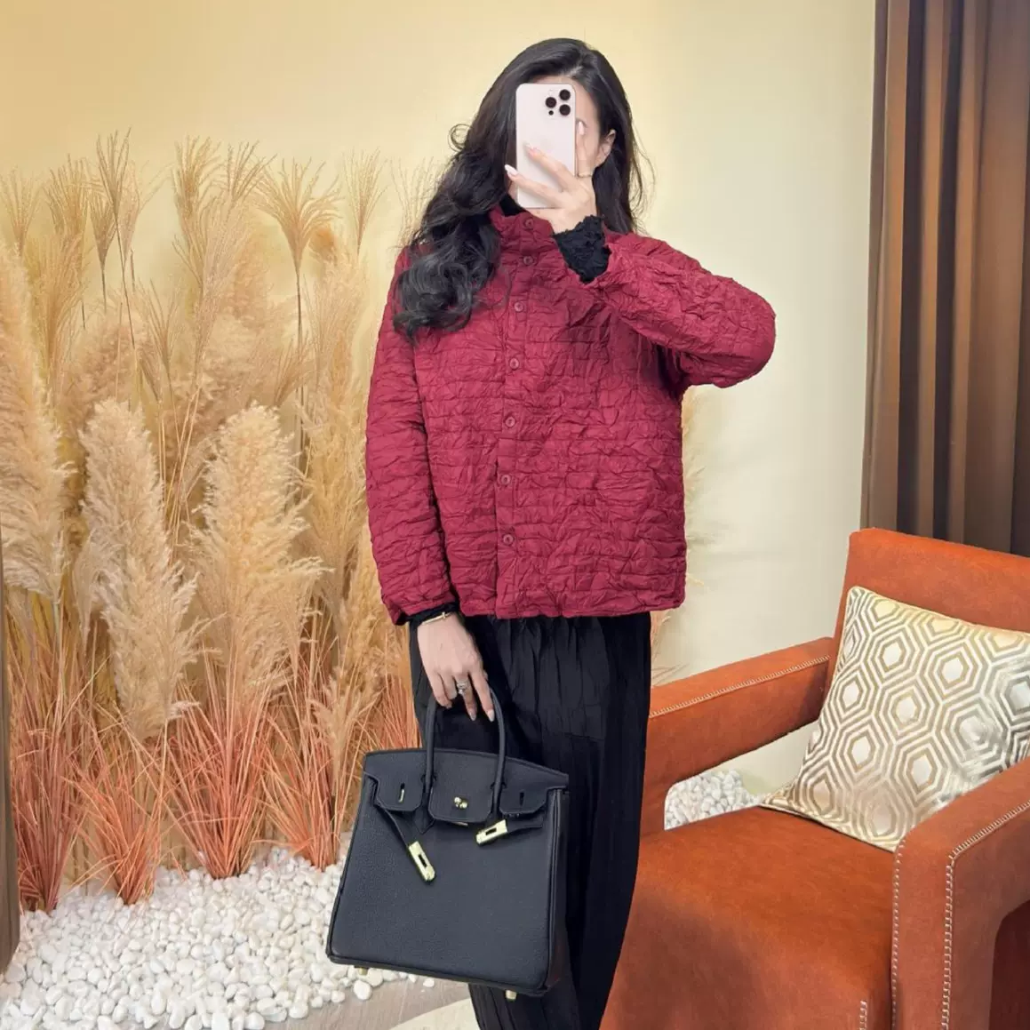 女式棉质夹克加厚棉服2025冬新款设计感纯色宽松百搭三宅棉衣外套