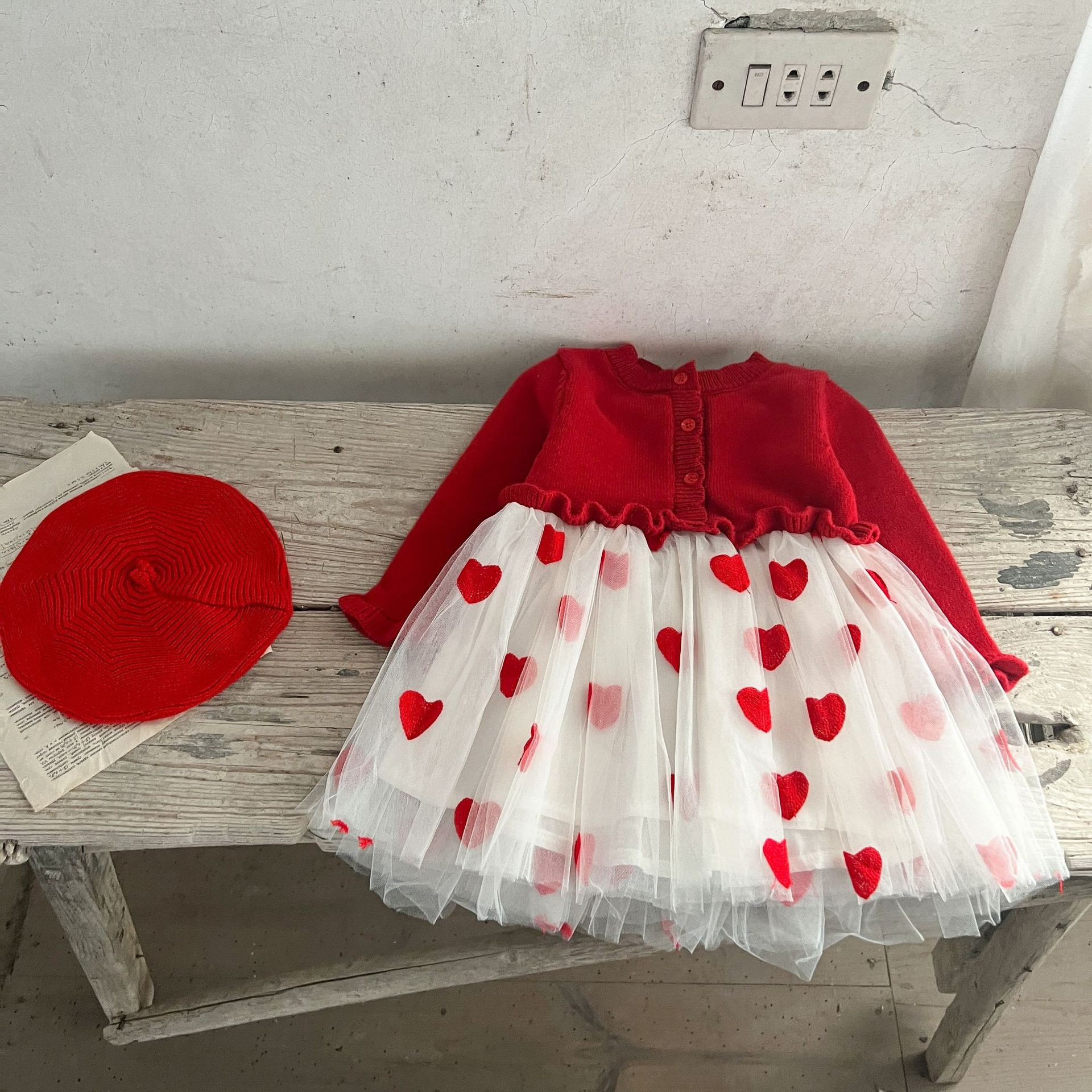 INS estilo coreano niñas Otoño e Invierno vestido de malla de lana de algodón puro bebé versátil falda de estilo occidental suave