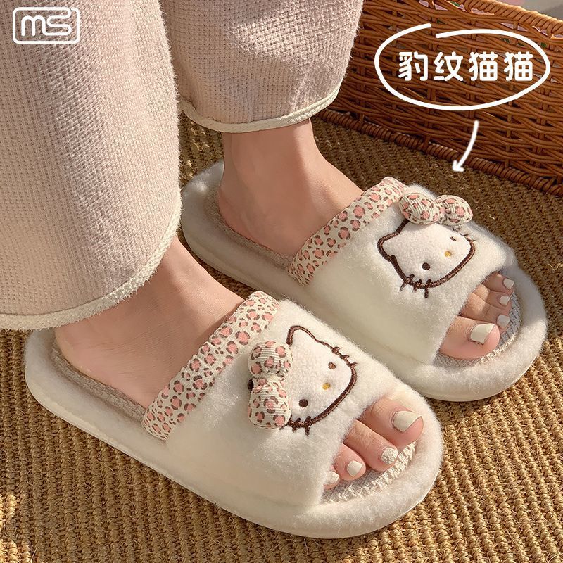 hellokitty 리넨 슬리퍼 여자 사계절 2025 신형 실내 가정 미끄럼 방지 방취 삼베 바닥 슬리퍼