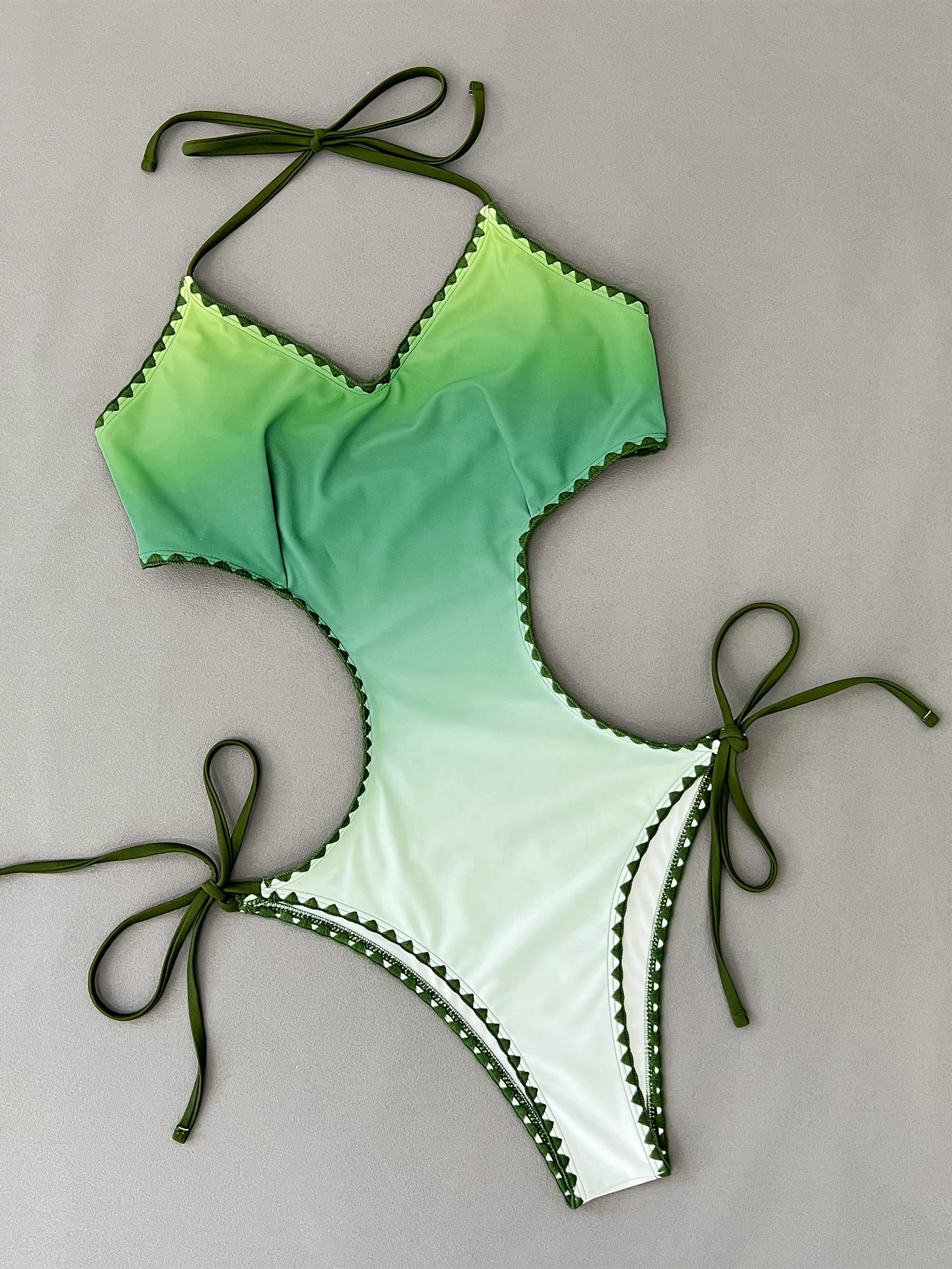 Gradient green to white swimsuit side view