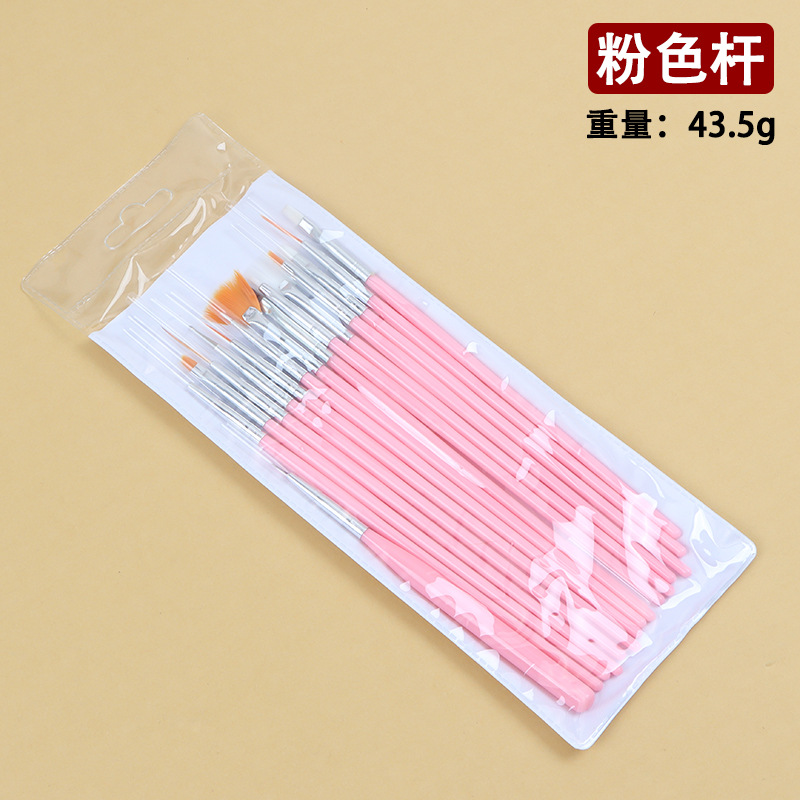 15 sets of commonly used nail brush set painting flower painting pull line phototherapy plastic rod nail brush tools wholesale