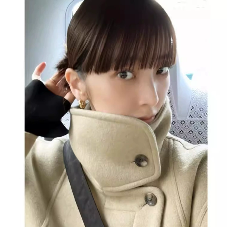 Сухой журавль Ранняя осень новый японский стиль Париж модный теплый шерстяной дизайн профиль пальто Свободное длинное пальто