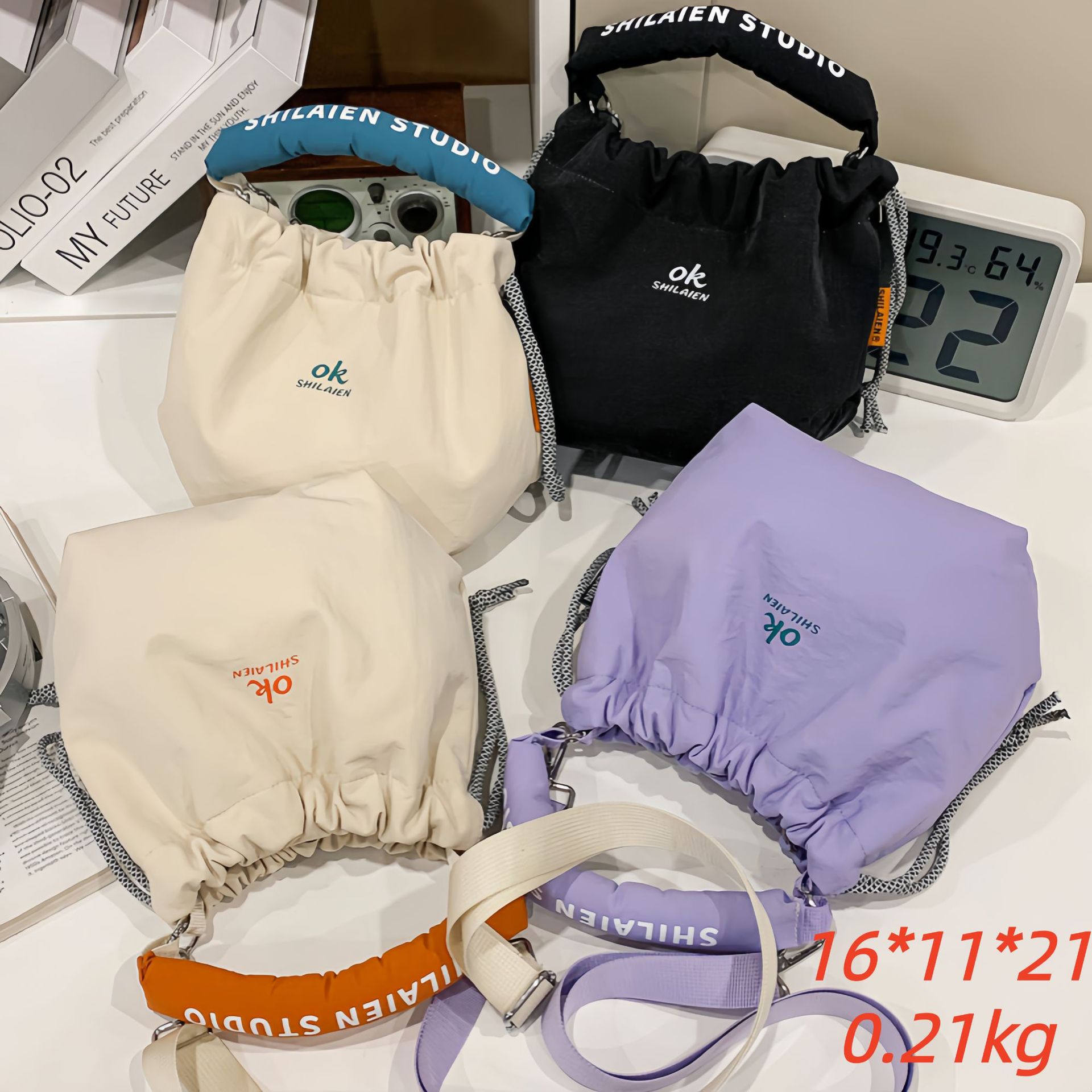 Textured Drawstring Cloud Bag for Women, Shoulder Commuter Bag, Handbag, Casual Versatile Crossbody Bag, Mobile Phone Bucket Bag