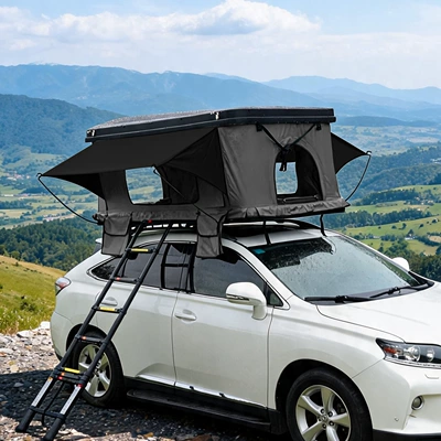 Car Roof Tent Quick-Open Avtomobil dam çadırları - two-windows-grey-fabric-body-black-blackout-curtain-3