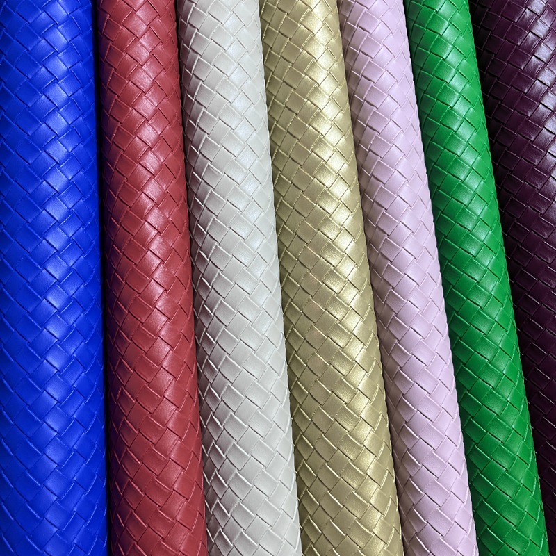 小编织纹PVC皮革压纹鞋材箱包工艺品帽子装饰服饰抱枕编制面料