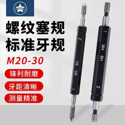 公制细牙螺纹塞规M20-M30 量规内螺纹通止规 6H标准精度牙规检具