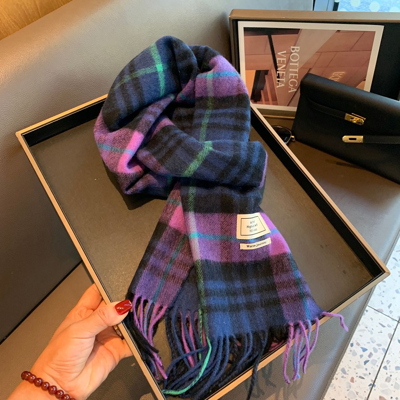 25 New Styles ~ British Plaid 100% Pure Wool Scarf Winter Women's Red Plaid Ins Korean Versatile Scarf