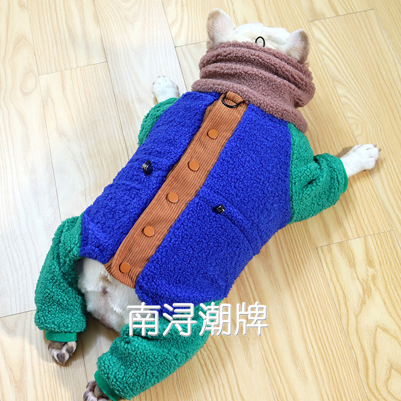 FADOU 두꺼운 네 다리 옷 한 겨울 어린 양 벨벳 따뜻한 기모 퍼그 개 뚱뚱한 개 겨울 개 옷