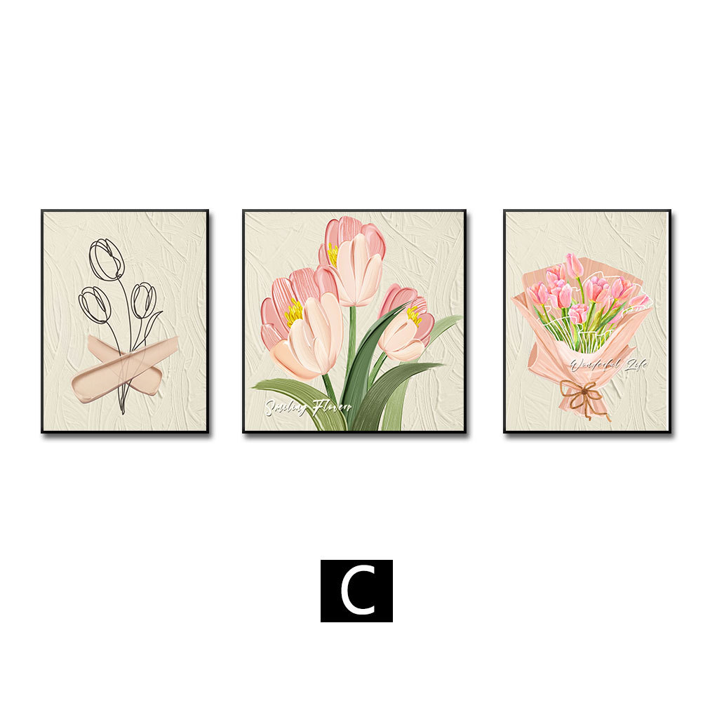 Sala de estar pintura decorativa sofá pared fondo pintura colgante cuero estrella diamante tríptico pintura de estilo crema fresca pequeña