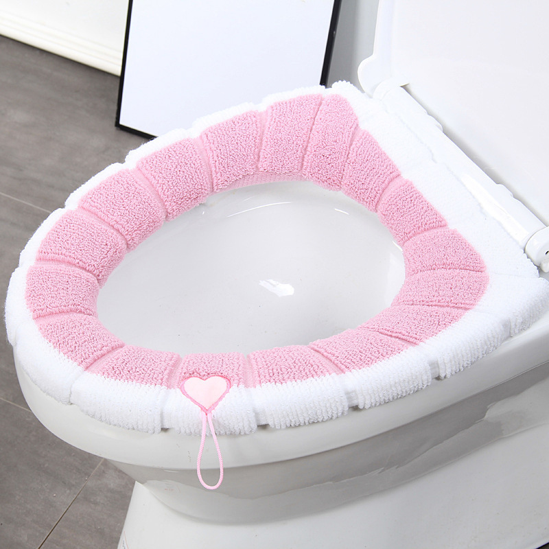 【ネットレッド厚手トイレマット】2色持ち手トイレ座布団保温トイレリングにベルベット厚手トイレカバー|undefined