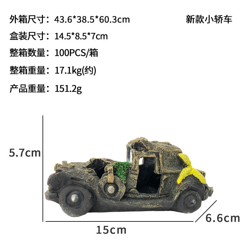 Acuario decoración coche naufragio peces tanque paisajismo resina artesanía pescado Camarón escape adornos coche viejo autobús