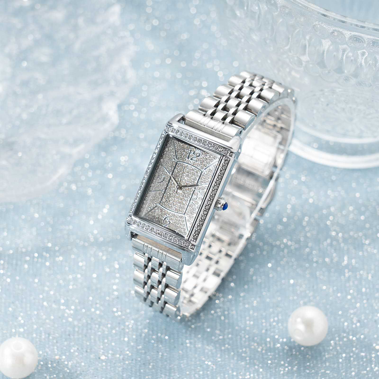 工厂直销热卖ins爆款胶带钢带手表满天星镶钻女士腕表石英手表