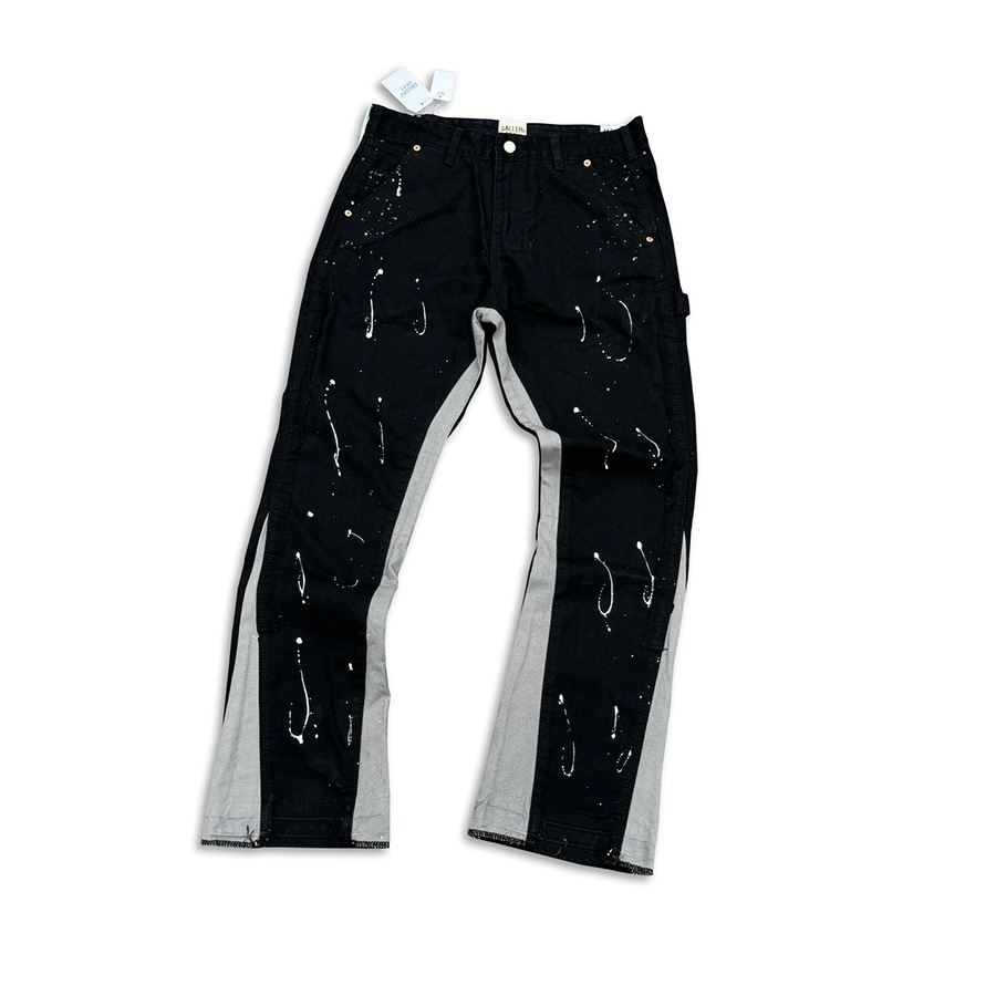 Galería de moda americana dept agujeros de tinta pantalones vaqueros vibe viento hombre rectos sueltos pantalones altos