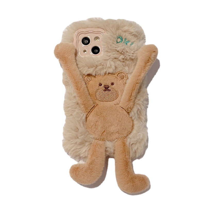 Cute Plush Teddy Bear Phone Case For Iphone 15 Pro Max And 14 13 12 11_voghion.com