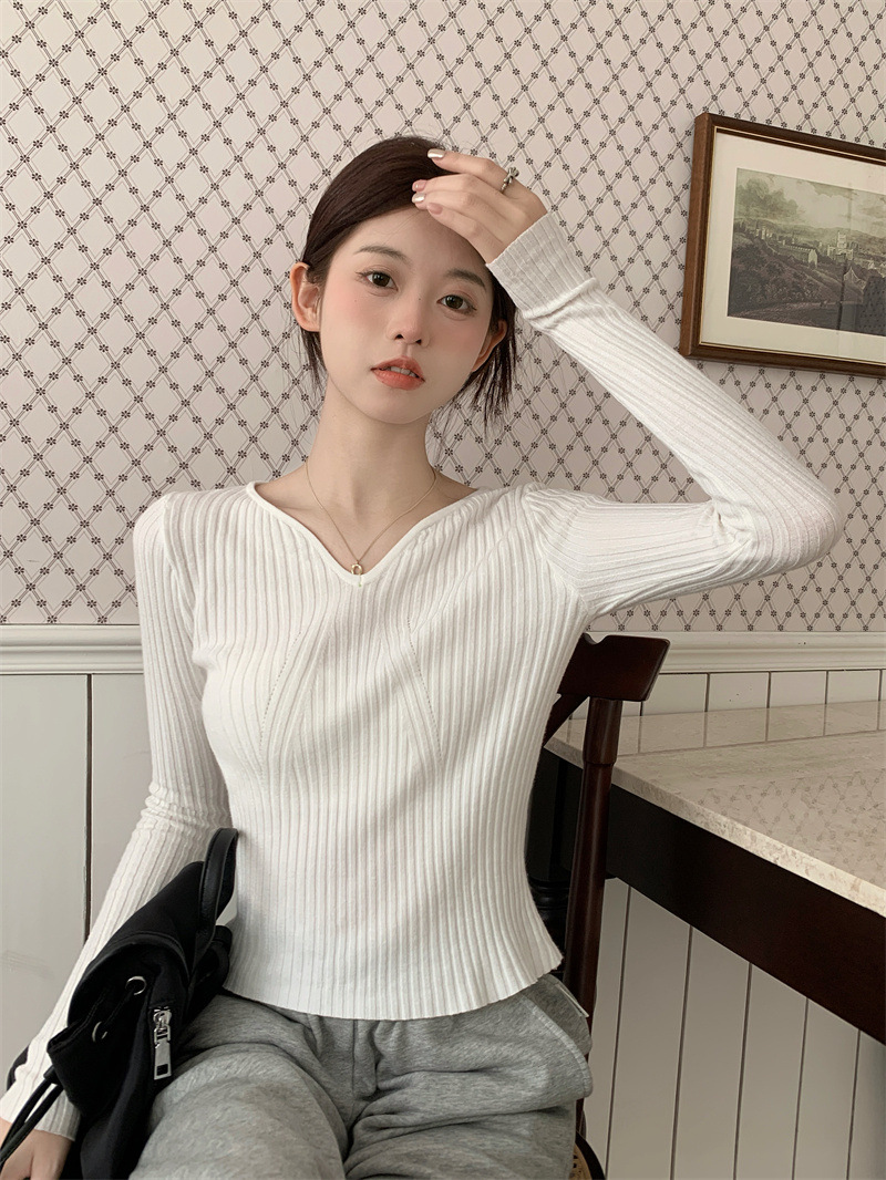 화이트/유니크하고 시크한 상의/패션/연령감소/달콤/달콤매콤/유럽과 미국/초체형/허리턱/프렌치/숏스타일/오른쪽 어깨 밑단 셔츠/달콤하고 매콤한 작은 상의