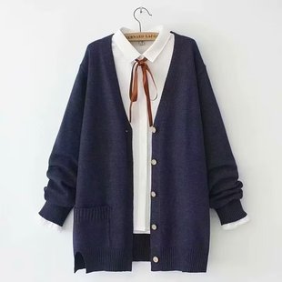 2023 Autumn Large Size Knitted Sweater Core-Spun Yarn Women's Long Sleeve V Neck Cardigan Fat Girl Long Sleeve Slim Sweater Jacket 0557