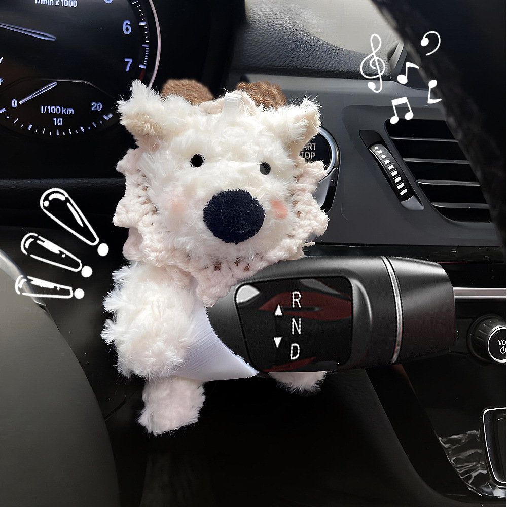 West Highland Car Car Bloque Decoración Luz de giro Muñeca de cachorro Limpiaparabrisas Muñeca Adornos de espejo retrovisor Mujer
