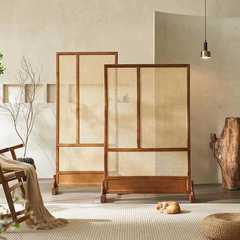 新しい中国風の無垢材籐スクリーンパーティションリビングルームシンプルなB&Bホテル禅新しい中国風の組み合わせ可動シート