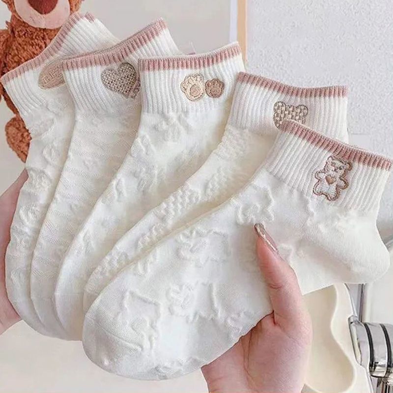 Summer white thin breathable cute Japanese socks