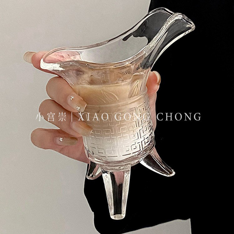 インペリアルカップアイスアメリカンラテコーヒーカップインスタイルクリエイティブ面白い三脚カップガラスミルクティーカップワイングラス|undefined