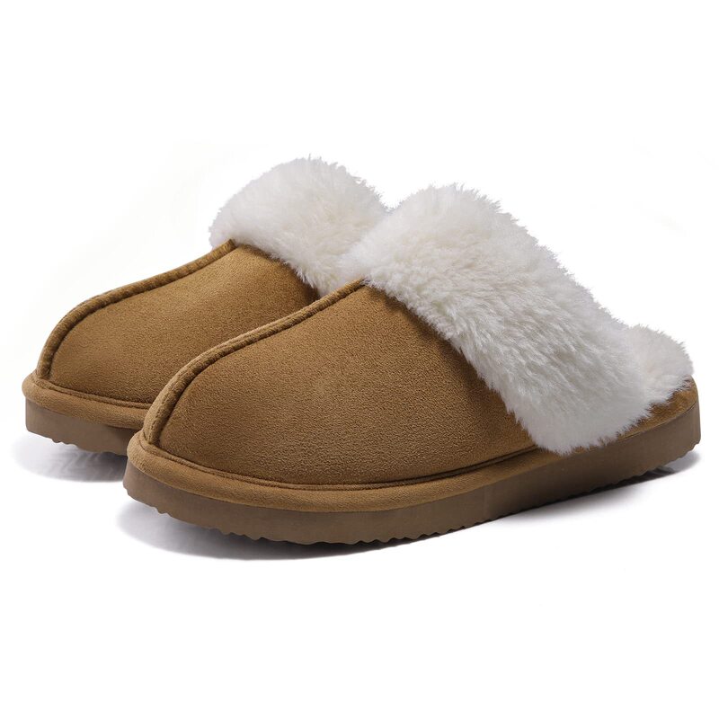 Men's Women's Plush Slippers Fluffy Winter Faux Wool Lined Home Shoes Indoor Outdoor Dog Walking Dormitory Store