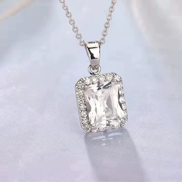 Square Pendant, small design, classic princess style, simple elegant, optional chain