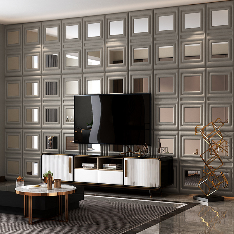 Comercio exterior transfronterizo autoadhesivo cuero fondo pegatinas de pared de tela de vello sala de niños ktv pared decoración renovación pegatinas de pared