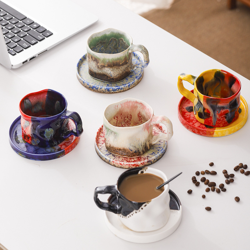 Horno transfronterizo de exportación de tazas de café de cerámica fuente de tazas de cola tazas de marca de tazas de restaurantes retro estadounidenses tazas de agua de alojamiento lotes