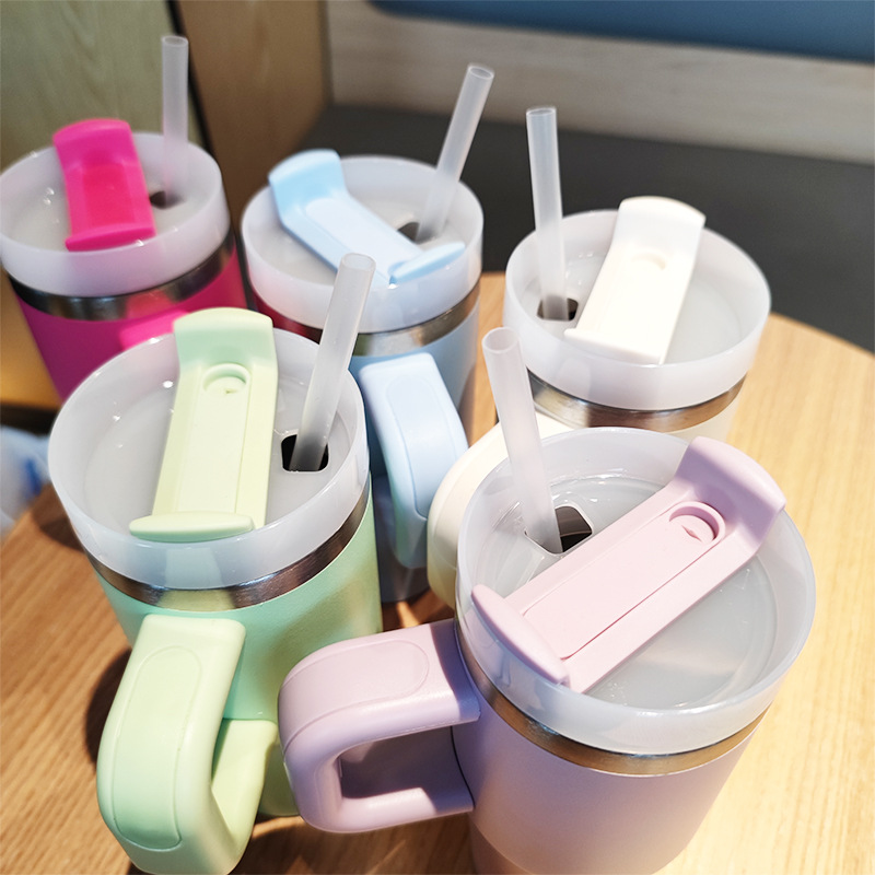 Nuevo Bingba 14oz con mango, taza de paja, vacío, taza de aislamiento de acero inoxidable 304, taza de coche portátil