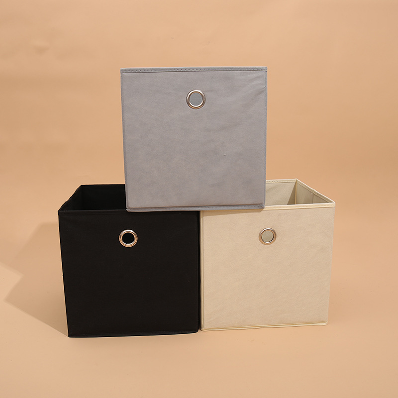 无纺布金属气眼款方形衣物收纳盒可折叠衣服杂物玩具简约收储衣柜