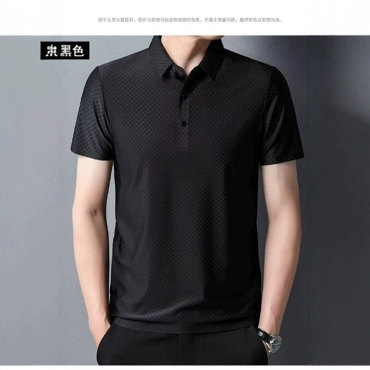 Silk polo, summer thin breathable short sleeve T-shirt for leisure