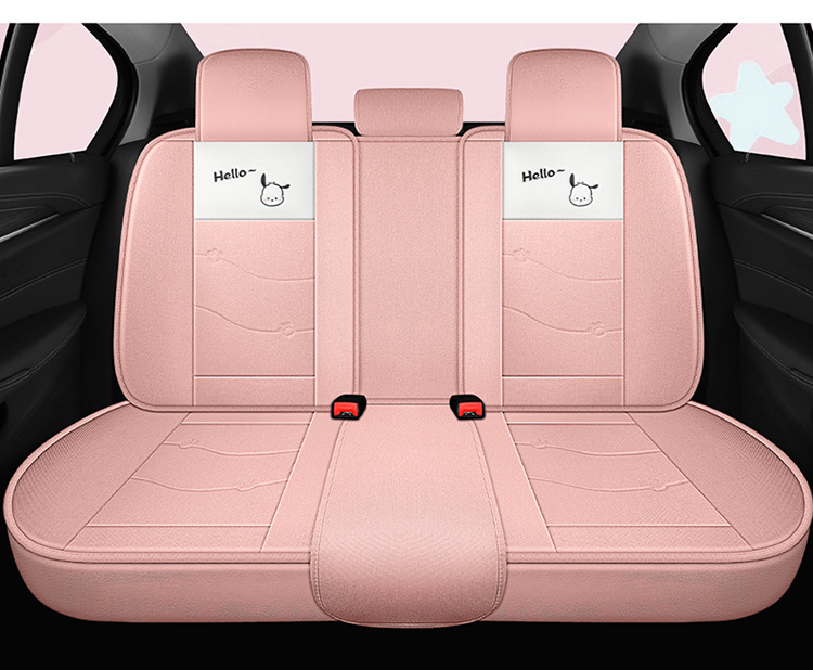 Car Seat Cushion, Universal for All Seasons, Full-Cover Linen Fabric Seat Cover, Cartoon Seat Cover, Fully Enclosed Seat Cushion, Seat Cover with Ventilation