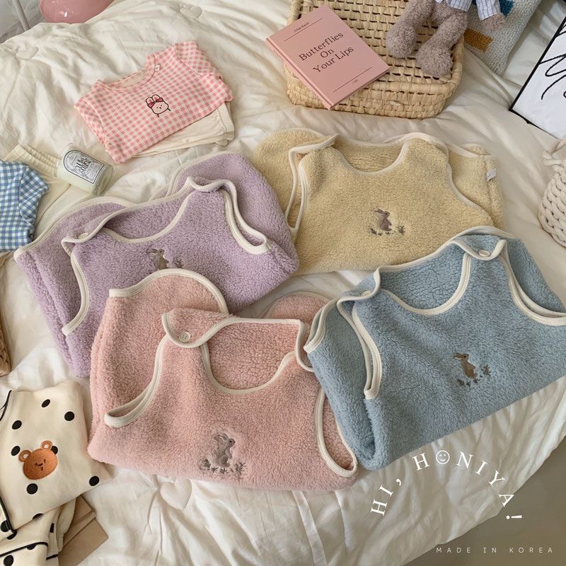 Korean Children's Wear Cute Rabbit Kick-Proof Blanket Baby Shoulder Strap Sleeveless Backless Sleep sack 0039A022