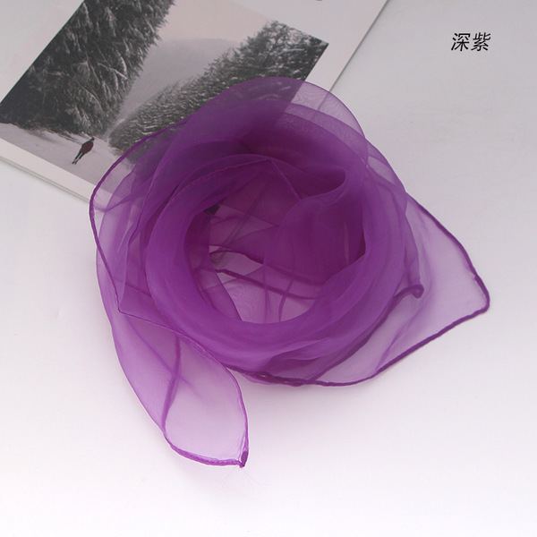 Solid monochrome chiffon small silk scarf Performing dance dance new…