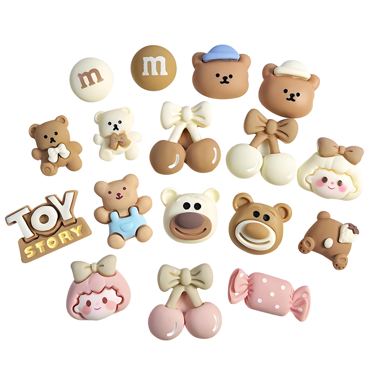 Accesorios de resina DIY con diseño de oso de dibujos animados, pegatinas para carcasas de teléfono, accesorios para zapatos tipo clog, flores para zapatos, materiales para accesorios para el cabello hechos a mano