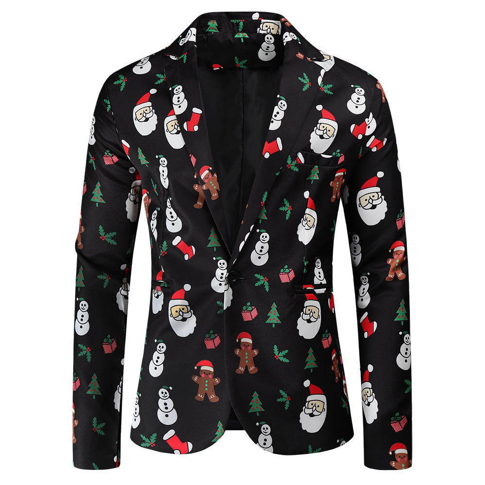 boy Boy European And American Christmas Clothing 2023 Foreign Trade Autumn Winter New 3D Fun Print Suit Men's Casual Blazer_voghion.com