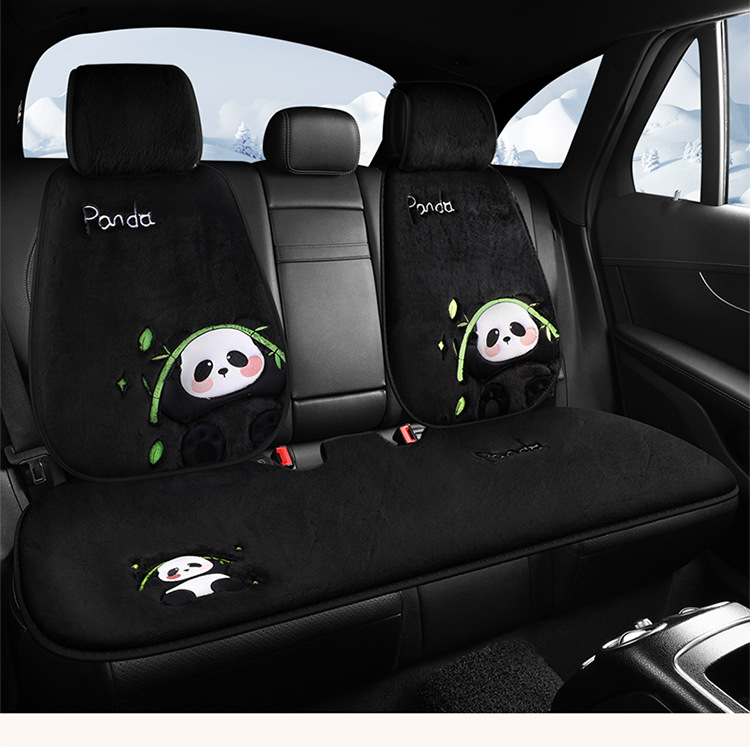 Car Seat Cushion Soft Plush Winter Plush Cute Panda Cartoon Goddess Car Half-Cover Seat Cover Non-Slip Car Mat