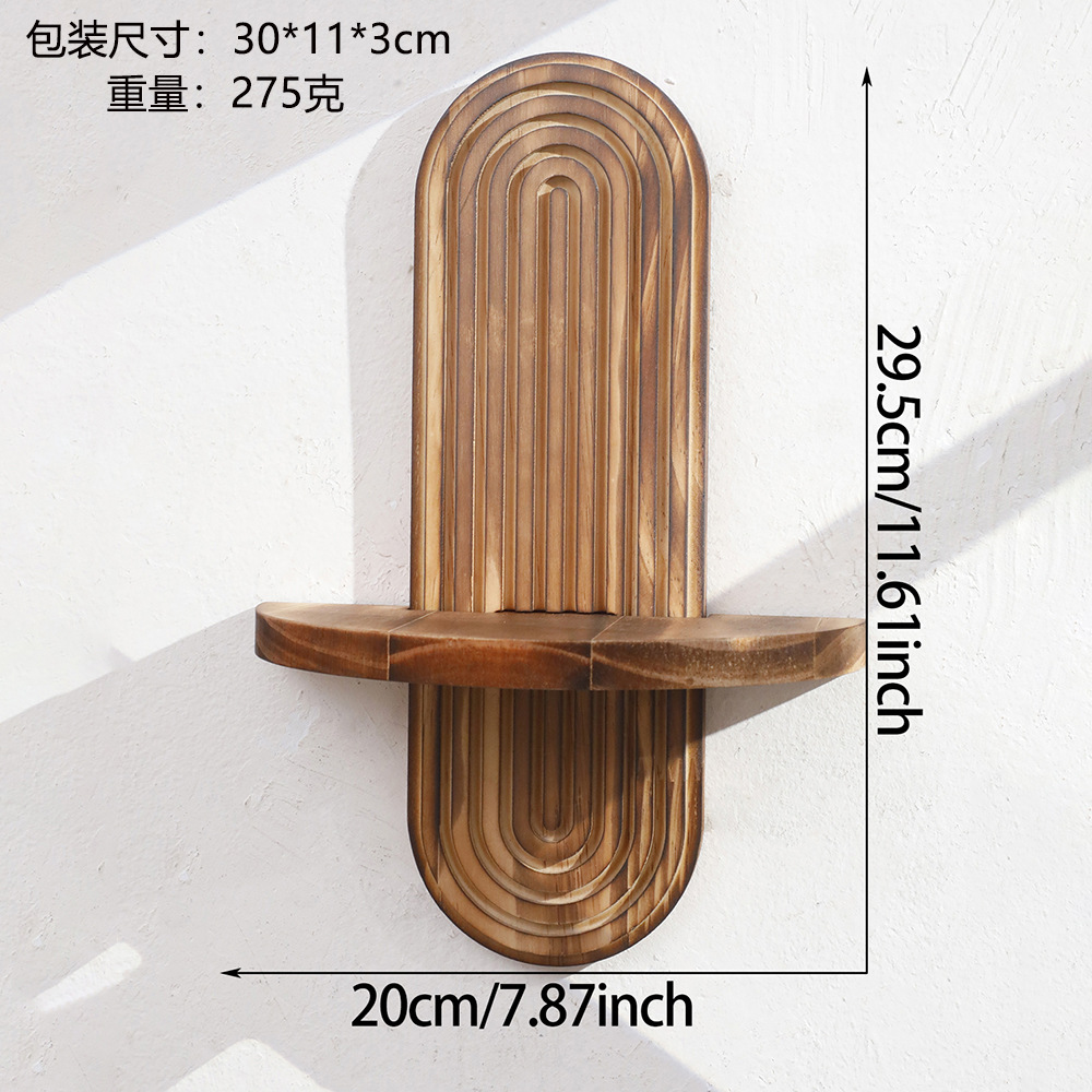 Nuevo producto transfronterizo roscado ovalado creativo estante de pared de madera maciza artesanía de madera decoración de sala de estar del hogar