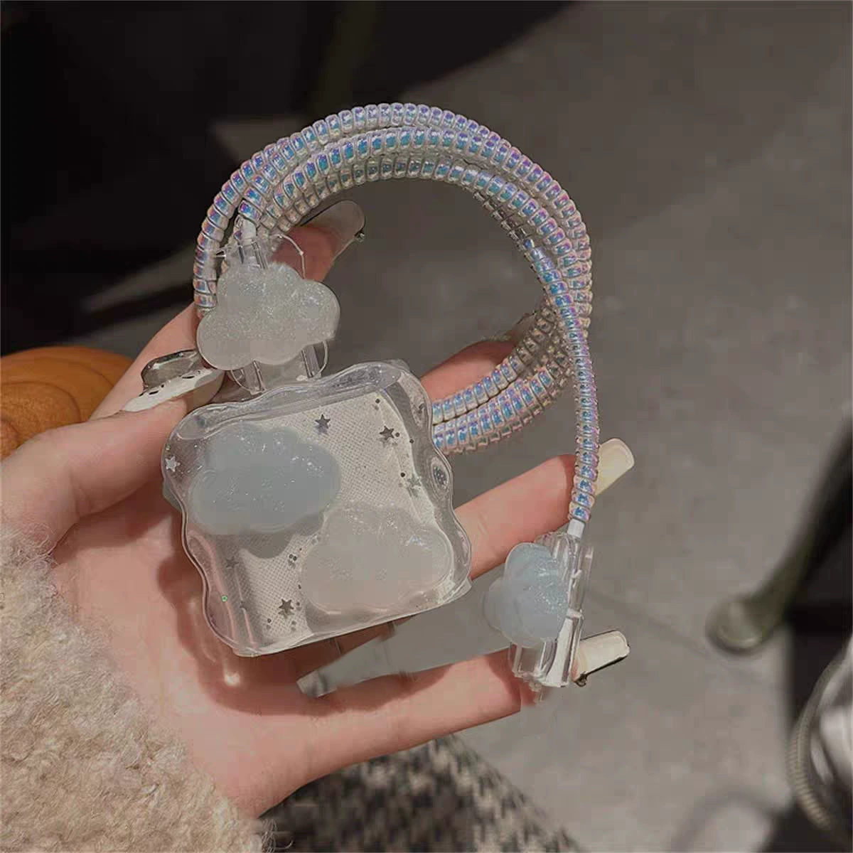 Облака мигающие звезды для iphone Apple зарядное устройство с быстрой зарядной головкой 18w20w защитный чехол