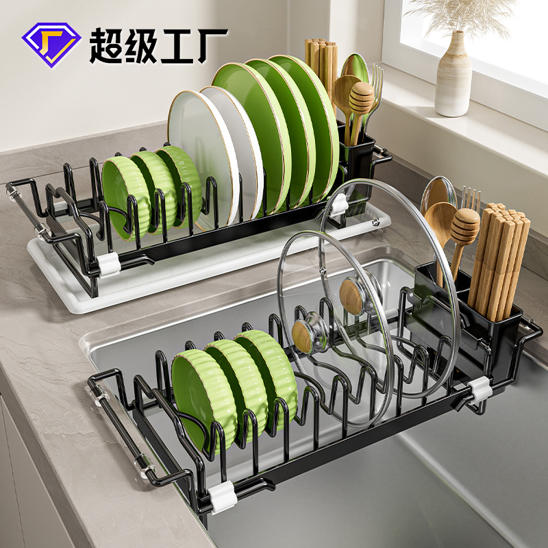 Acero inoxidable cocina drenaje rack lavabo borde platos rack platos platos cubierta de mesa rack cubierta de olla mayorista
