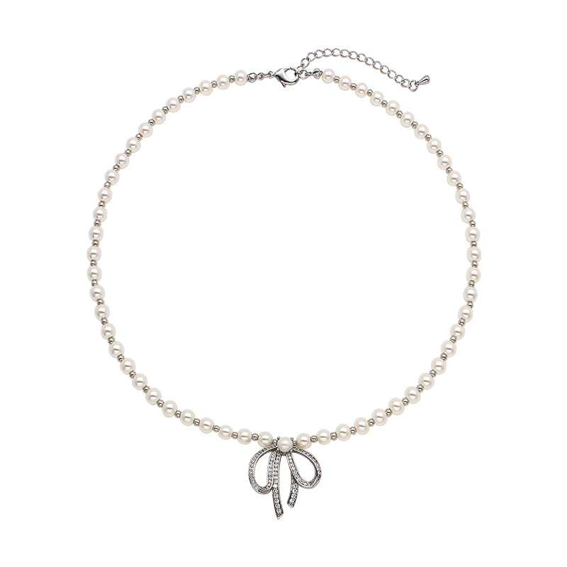 Chain for key bag with bow pearl