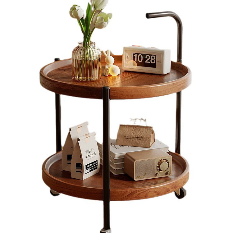 Mesa de centro móvil de estilo crema, dormitorio, mesa de centro junto a la cama, estante para sofá, balcón, mesa redonda pequeña, nuevo cochecito