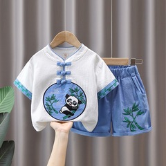 3521 Children's Clothing Boys Hanfu Thin Short-sleeved Ancient Style Suits Boys Ethnic Style Ancient Clothes Children's Chinese Traditional Chinese Style