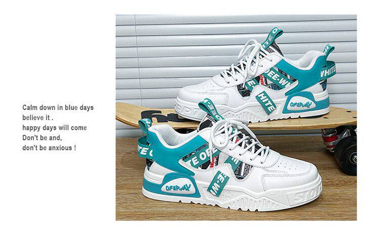 Giày thể thao nam màu trắng thoáng khí đế dày phong cách Hàn, giày sneaker đa năng thắt dây — E161 trắng đen, Màu Kaki E161 chi tiết 12