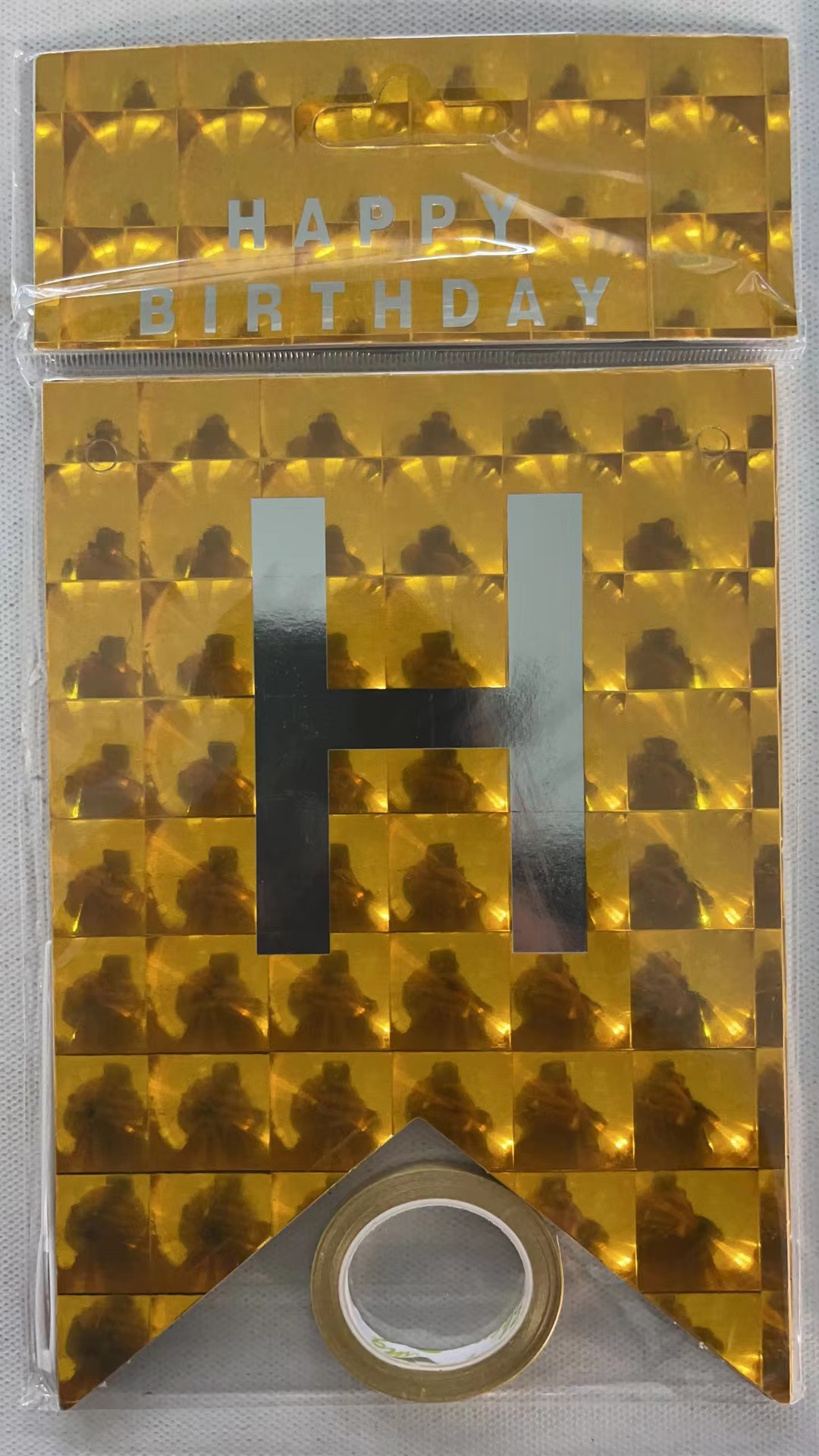 HAPPY BIRTHDAY fiesta de cumpleaños en inglés diseño diagonal de bandera de cola de mermaid letras banderas de color